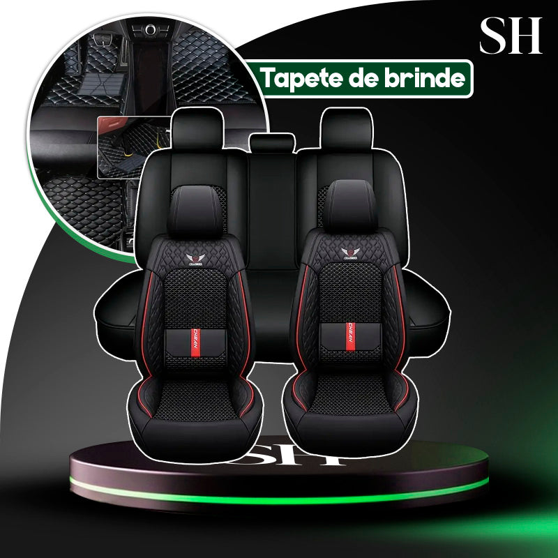 Capa para Banco de Carro Completa em Couro Legítimo Universal TopCar +BRINDE: Tapete Completo